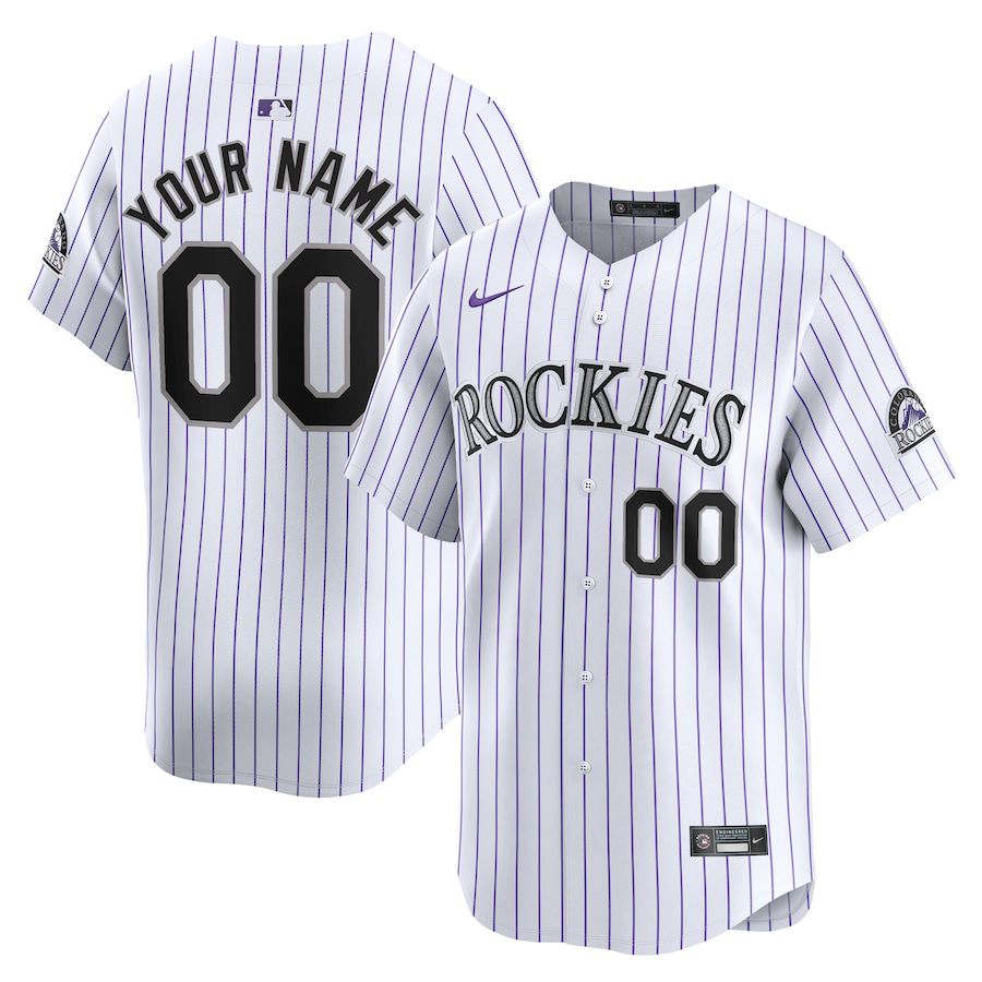 Men Colorado Rockies Nike White Home Limited Custom MLB Jersey-0